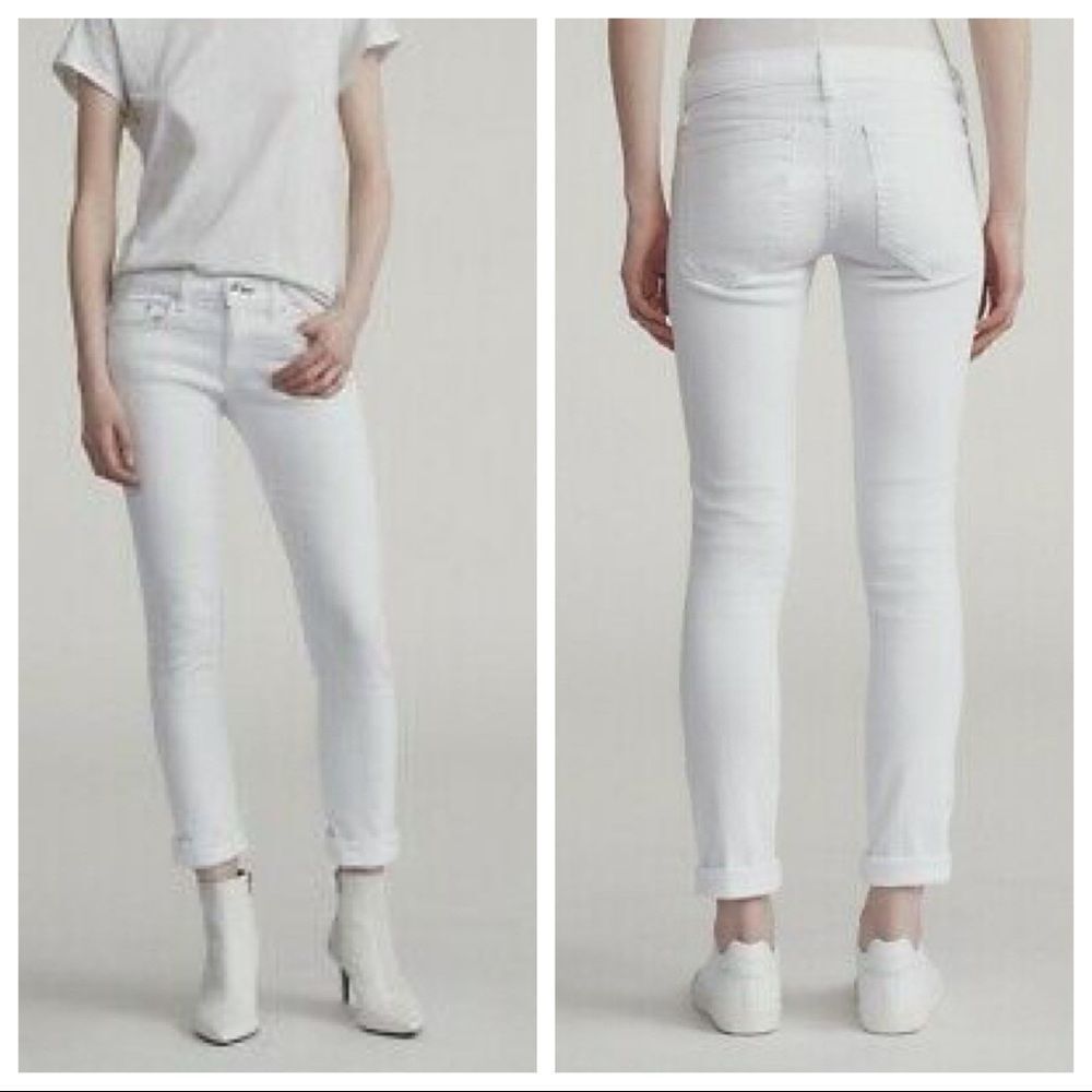 Rag & Bone Womens Aged Bright White The Dre Slim Boyfriend Stretch Jean Sz 28
